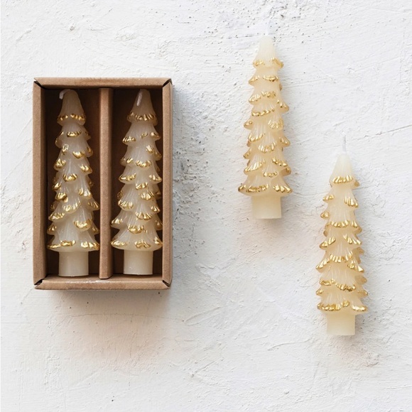 New in box Creative Co-Op Christmas tree taper candles - Picture 1 of 1